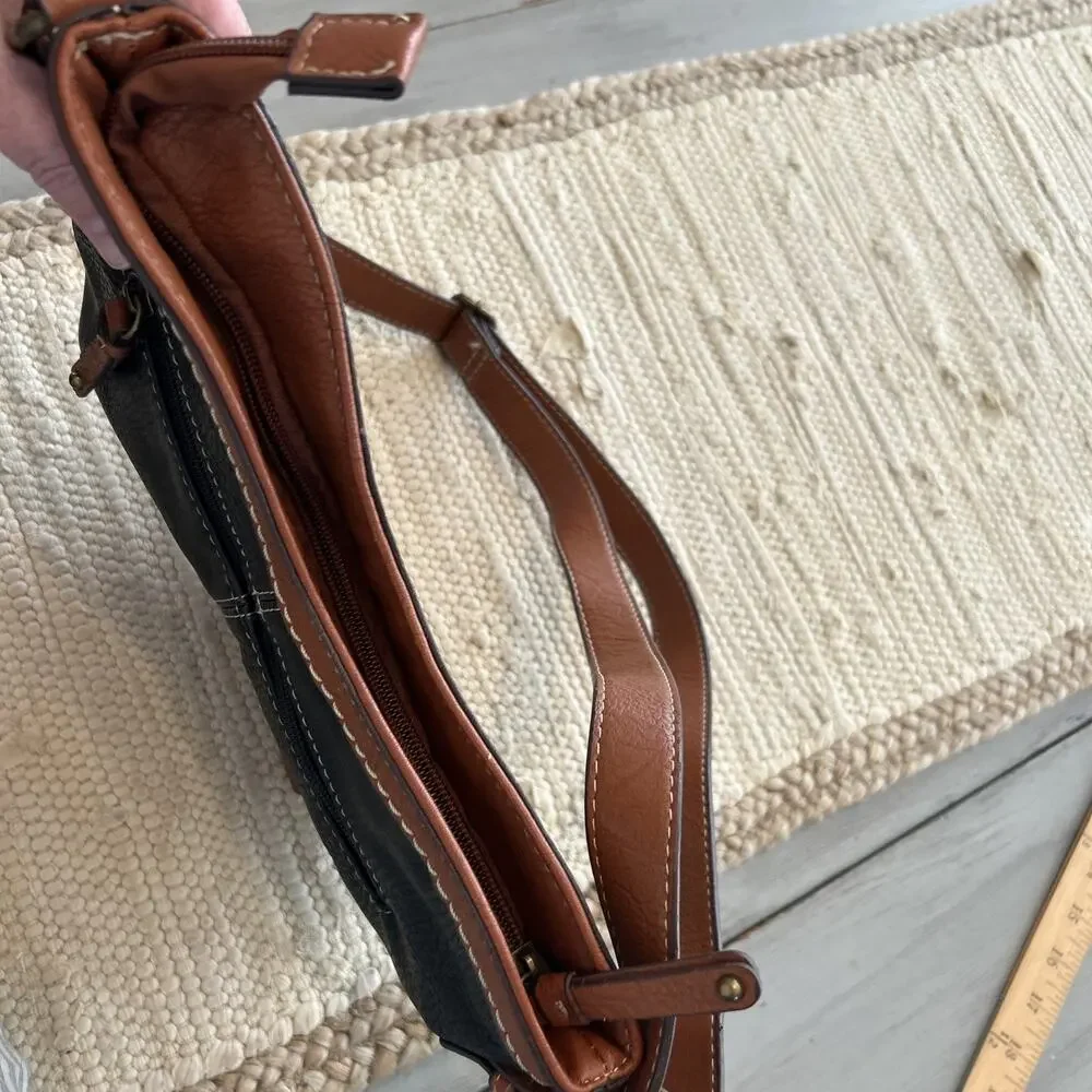 BOC Black Cognac Narayit Straw Woven Crossbody Purse Boho